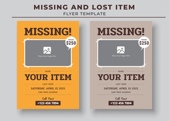 Missing and Lost Item flyer Template, Missing poster, Lost pet flyer template