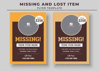Missing and Lost Item flyer Template, Missing poster, Lost pet flyer template