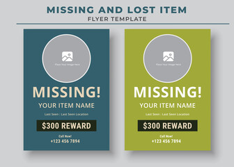Missing and Lost Item flyer Template, Missing poster, Lost pet flyer template