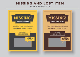 Missing and Lost Item flyer Template, Missing poster, Lost pet flyer template