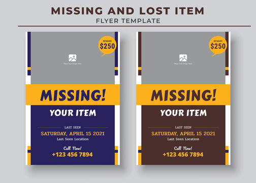 Missing and Lost Item flyer Template, Missing poster, Lost pet flyer template