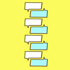 cartoon speech bubbles on yellow background Different doodle forms for your text, dialogs icon vector Blank with text place. different hand drawn shapes isolated hand drawn speech bubbles isolated. 