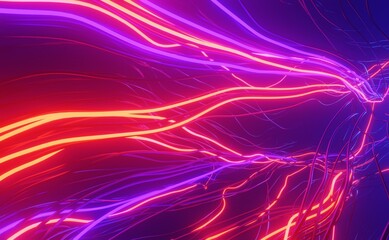 Abstract background using wave lines from left to right with a bright blue and red stripe pattern which is a 3D rendering.