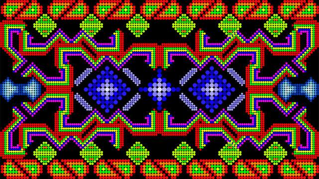 huichol mexican art background in vector format