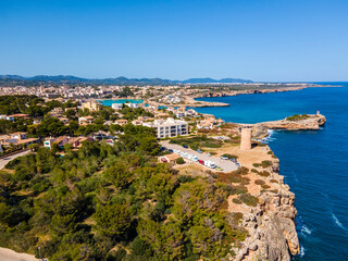 Fototapeta na wymiar Tower in Porto Cristo, Mallorca