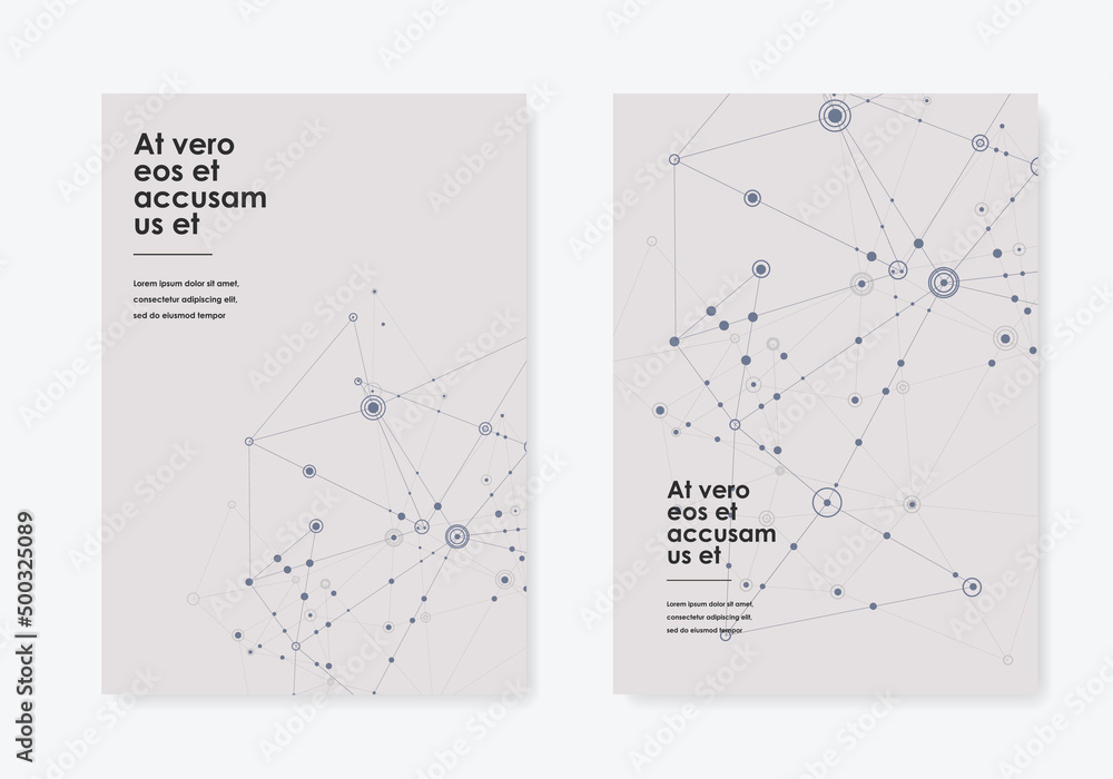 Poster abstract molecules cover template. vector design element shapes. vector physics background. technolo