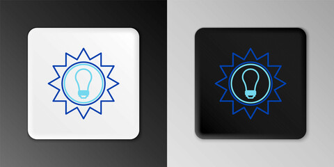 Line Solar energy panel icon isolated on grey background. Sun and light bulb. Colorful outline concept. Vector
