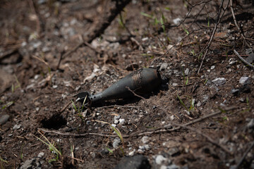 Unexploded Russian mines on the ground
