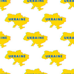 Ukraine map silhouette with inscription in digital style - Ukraine. Pop art seamless pattern. Vector