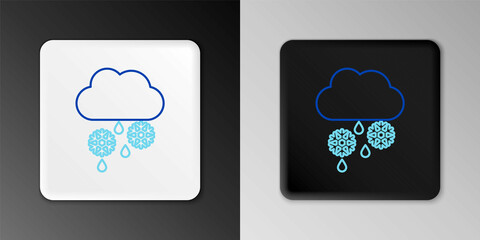 Line Cloud with snow and rain icon isolated on grey background. Weather icon. Colorful outline concept. Vector