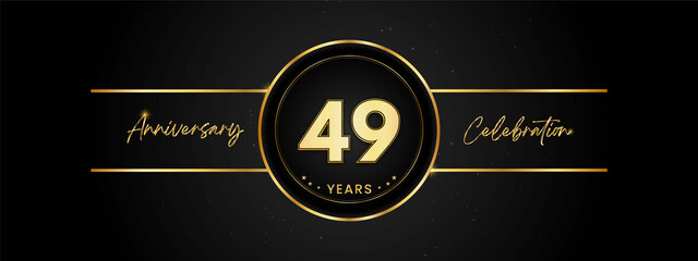 49 years anniversary golden color with circle ring isolated on black background for anniversary celebration event, birthday party, brochure, web, greeting card. 49 Year Anniversary Template Design