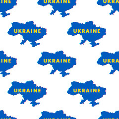 Ukraine map silhouette with inscription in digital style - Ukraine. Pop art seamless pattern. Vector