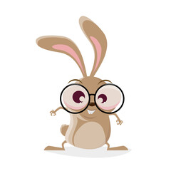 funny illustration of a cartoon rabbit with glasses