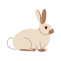 Rabbit cute animal character. Isolated on white background. Vector minimal illustration