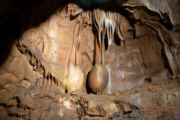 Natural rock formations in Balcarka Cave, South Moravian Region, Czech Republic