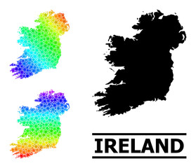 Obraz premium Rainbow gradient star collage map of Ireland Island. Vector vibrant map of Ireland Island with rainbow gradients. Mosaic map of Ireland Island collage is formed from random colored star parts.