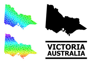 Rainbow gradiented star collage map of Australian Victoria. Vector vibrant map of Australian Victoria with rainbow gradients.