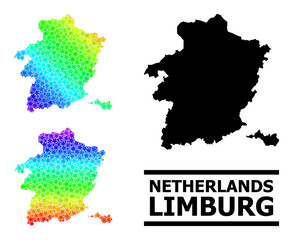 Rainbow gradiented starred mosaic map of Limburg Province. Vector colorful map of Limburg Province with rainbow gradients.
