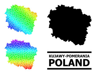 Rainbow gradiented star mosaic map of Kujawy-Pomerania Province. Vector colored map of Kujawy-Pomerania Province with rainbow gradients.
