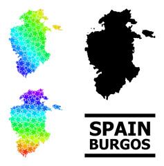 Obraz premium Spectral gradient stars collage map of Burgos Province. Vector colorful map of Burgos Province with spectral gradients.