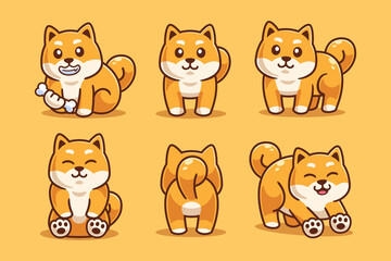 Collection of Shiba Inu Cartoon Character