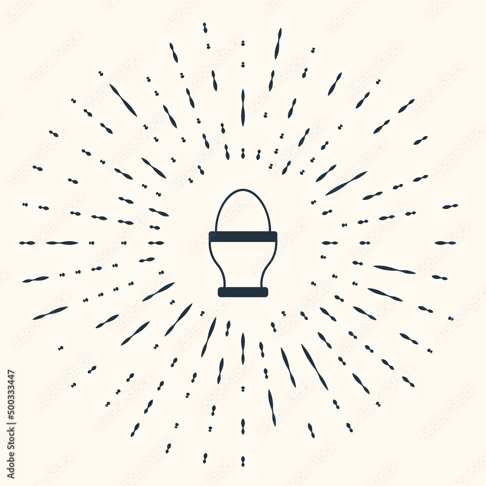 Poster grey chicken egg on a stand icon isolated on beige background. abstract circle random dots. vector