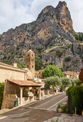 Narrow medieval streets in the village of Moustiers Sainte Marie Verdon Provence South of France