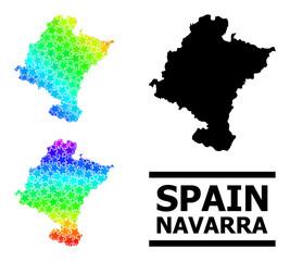 Spectrum gradiented star collage map of Navarra Province. Vector colorful map of Navarra Province with spectrum gradients.