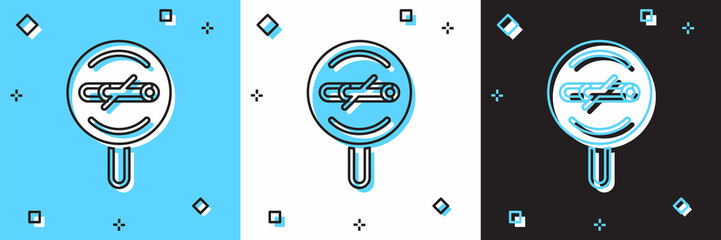 Set No smoking icon isolated on blue and white, black background. Cigarette smoking prohibited sign. Vector