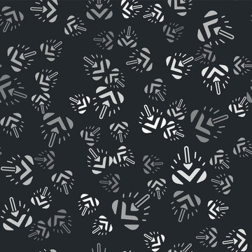 Grey Magic arrow icon isolated seamless pattern on black background. Vector