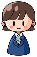 微笑むスーツ姿の女性のイラスト(デフォルメアイコン)