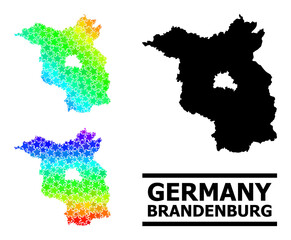 Spectral gradient star mosaic map of Brandenburg State. Vector colored map of Brandenburg State with spectral gradients.