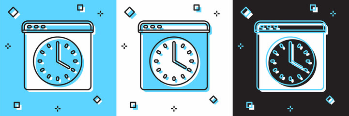 Set Browser window icon isolated on blue and white, black background. Vector