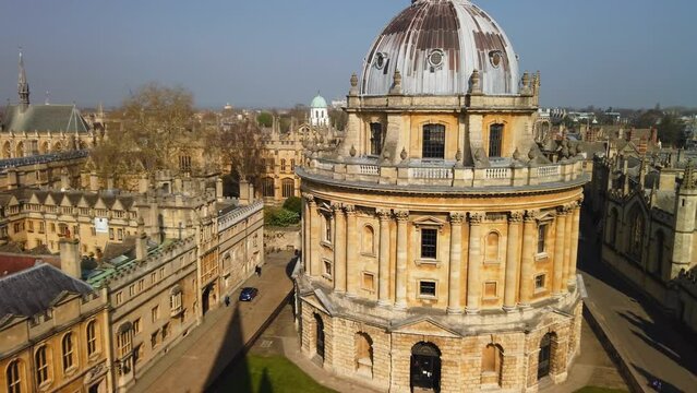 The Radcliffe Camera, Oxford from St. Mary's tower.  Tilt down