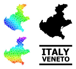 Spectrum gradient star mosaic map of Veneto region. Vector vibrant map of Veneto region with spectrum gradients.