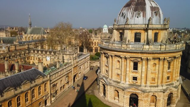 The Radcliffe Camera, Oxford from St. Mary's tower.  Tilt up