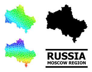 Spectral gradiented star mosaic map of Moscow Region. Vector colorful map of Moscow Region with spectrum gradients.