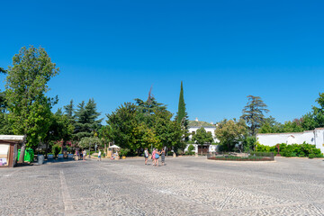 Ronda is located on a deep gorge where the river Tagus passes. Malaga. Andalusia. Spain. Europe. July 18, 2021
