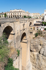 Ronda is located on a deep gorge where the river Tagus passes. Malaga. Andalusia. Spain. Europe. July 18, 2021
