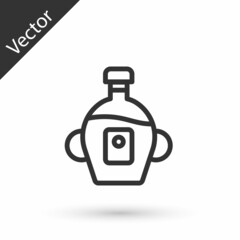 Grey line Bottle of maple syrup icon isolated on white background. Vector