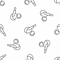 Grey line Canadian peameal bacon icon isolated seamless pattern on white background. Vector