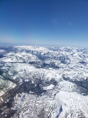 Fototapeta na wymiar The Rocky Mountains seen from a Plane