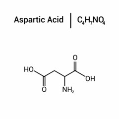 chemical structure of Aspartic acid (C4H7NO4)