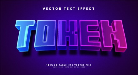 Token 3d editable text effect suitable fot digital cryptocurrency theme.