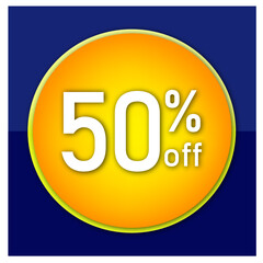 Offer tag. Percent off. Discount for big sale. Blue and yellow label.