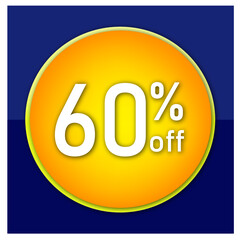 Offer tag. Percent off. Discount for big sale. Blue and yellow label.