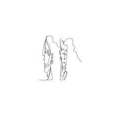two women talking about something. Continuous line drawing .Illustration icon vector