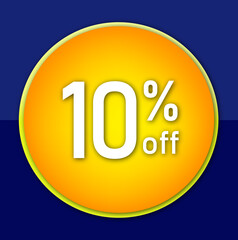 Offer tag. Percent off. Discount for big sale. Blue and yellow label.