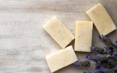 LAVENDER OIL FOR RELAXING, OAT AND LAVENDER SOAPS, FLORAL FRAME