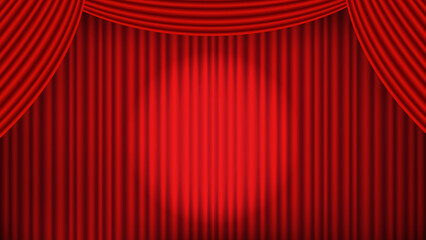 スポットライトが当たっている赤い舞台の幕のベクターイラスト